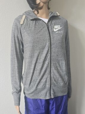 Nike Gray Full-Zip Hoodie with White Logo